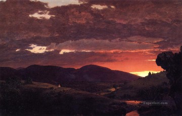 Frederic Edwin Church Painting - TwilightShort arbitertwixt day and night scenery Hudson River Frederic Edwin Church